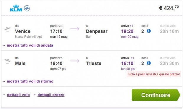 Venecija >> Denpasar (Bali) -- Male >> Trst