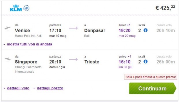 Venecija >> Denpasar (Bali) -- Singapur >> Trst