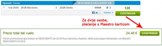 Barcelona >> Sevilla, na rumbo.es stranicama