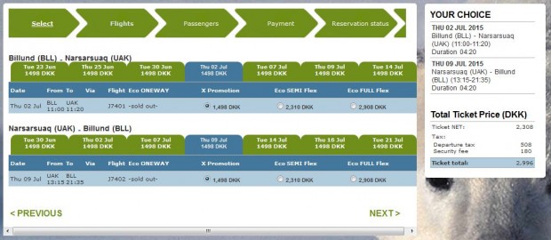 Billund >> Narsarsuaq >> Billund