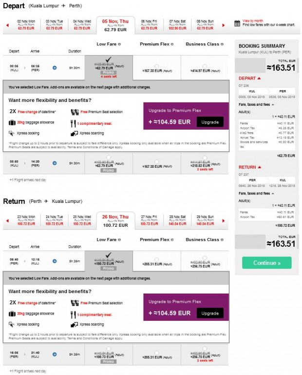 Kuala Lumpur >> Perth >> Kuala Lumpur