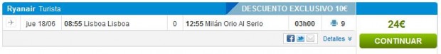 Lisabon >> Milano (Bergamo), na rumbo.es stranicama