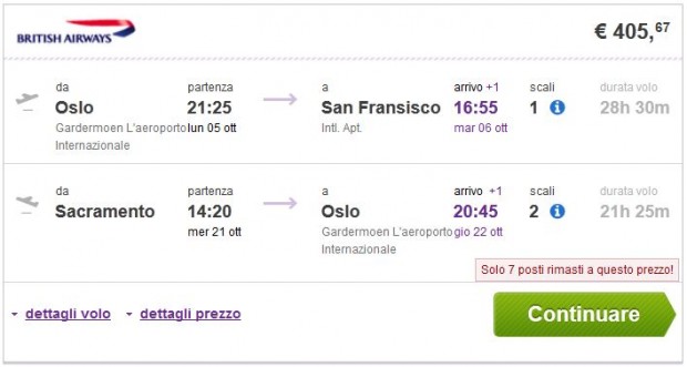 Oslo >> San Francisco -- Sacramento >> Oslo