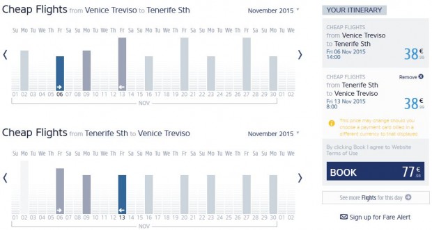 Venecija (Treviso) >> Tenerife (South) >> Venecija (Treviso)