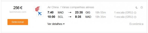 Madrid >> Rio de Janeiro -- Santiago >> Madrid