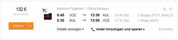 Venecija >> Kuala Lumpur >> Venecija