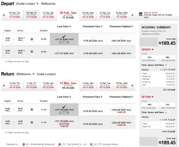 Kuala Lumpur >> Melbourne >> Kuala Lumpur