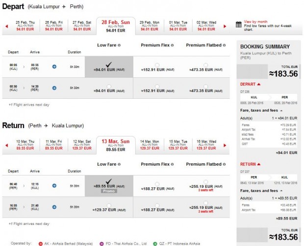 Kuala Lumpur >> Perth >> Kuala Lumpur