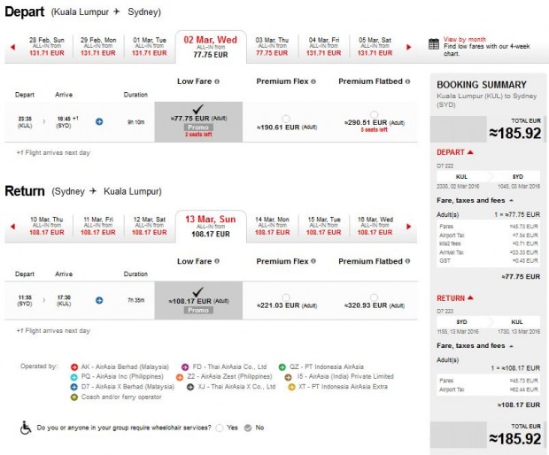Kuala Lumpur >> Sydney >> Kuala Lumpur