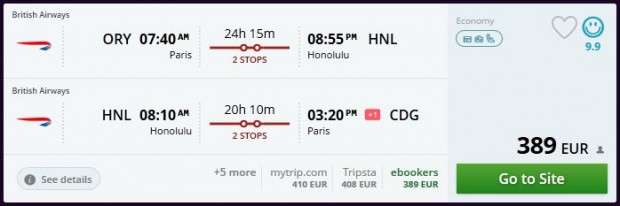 Pariz >> Honolulu >> Pariz