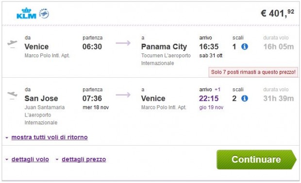 Venecija >> Panama -- San Jose >> Venecija