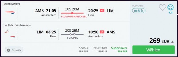 Amsterdam >> Lima >> Amsterdam
