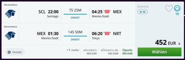 Santiago de Chile >> Mexico City >> Tokio 452€, višednevni boravak Meksiku
