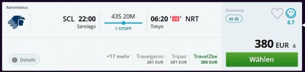 Santiago de Chile >> Mexico City >> Tokio, 21 sat u Meksiku