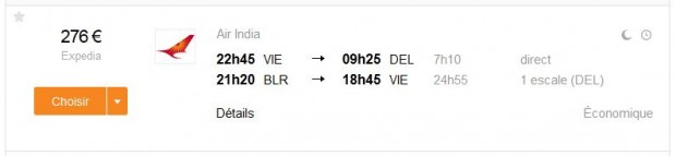 Beč >> Delhi -- Bangalore >> Beč