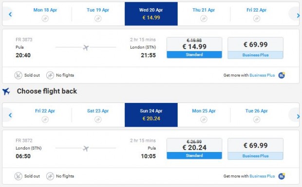 Pula >> London >> Pula