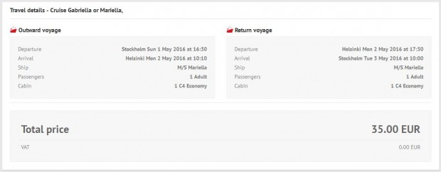 Stockholm >> Helsinki >> Stockholm, brod