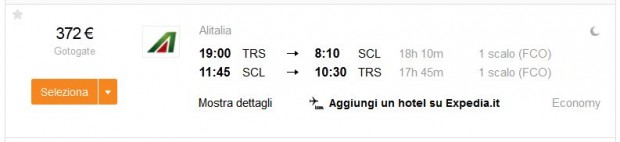 Trst >> Santiago de Chile >> Trst, na kayak.it stranicama