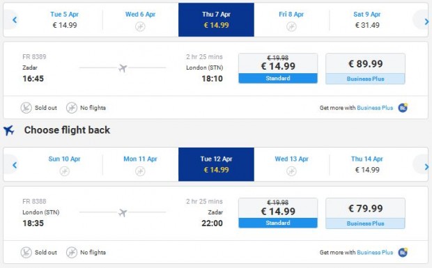 Zadar >> London >> Zadar