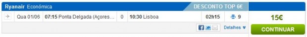 Ponta Delgada >> Lisabon