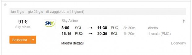 Santiago de Chile >> Punta Arenas >> Santiago de Chile