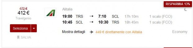 Trst >> Santiago de Chile >> Trst, na kayak.it stranicama