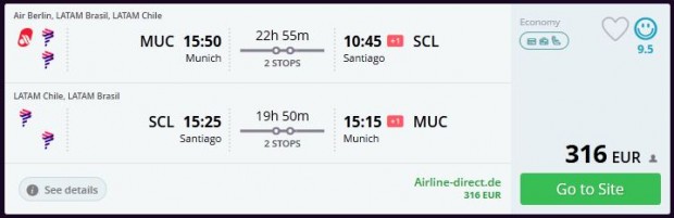 Minhen >> Santiago de Chile >> Minhen, na momondo.com stranicama