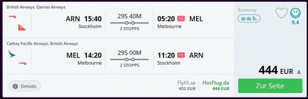 Štokholm >> Melbourne >> Štokholm