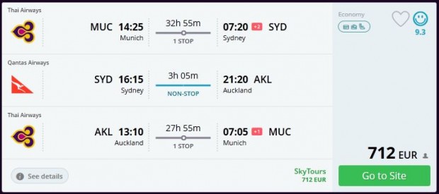 Minhen >> Sydney >> Auckland >> Minhen