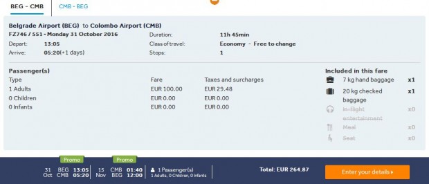 Beograd >> Colombo (Šri Lanka) >> Beograd