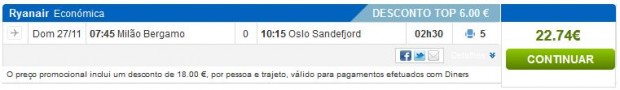 Milano >> Oslo, rumbo.pt s Diners karticom