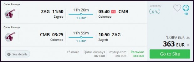Zagreb >> Colombo >> Zagreb