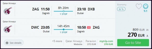 Zagreb >> Dubai >> Zagreb