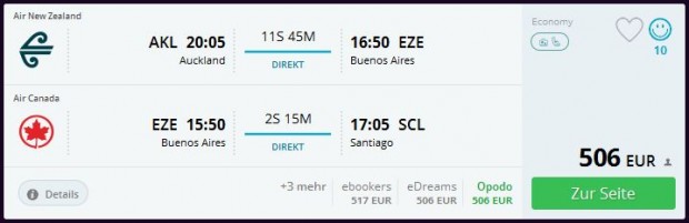 Auckland >> Buenos Aires >> Santiago de Chile