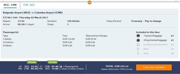 Beograd >> Colombo (Šri Lanka) >> Beograd