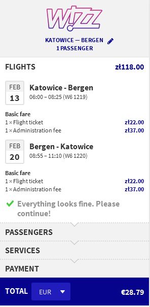 Katowice >> Bergen >> Katowice