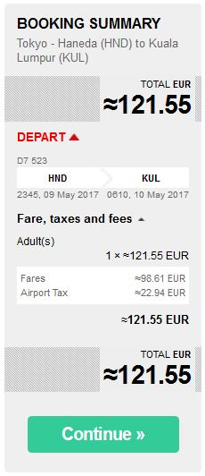 Tokio >> Kuala Lumpur