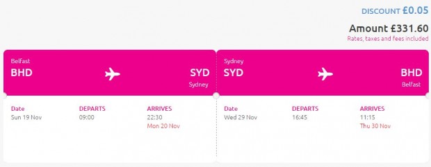 Belfast >> Sydney >> Belfast