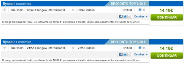 Glasgow >> Dublin (jutarnji ili večernji let)