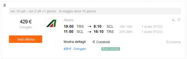 Trst >> Santiago de Chile >> Trst, na kayak.it stranicama