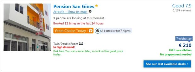 Smještaj, Arrecife - Lanzarote