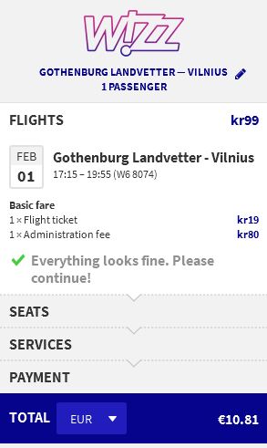 Gothenburg >> Vilnius